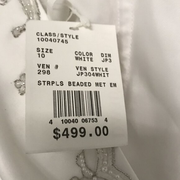 Davids Bridal White Strapless Beaded Wedding Dress W/ Train Size 10  $499 - Picture 5 of 13